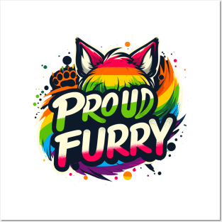 Proud Furry Fox Wolf Rainbow Cute Furry Fursona LGBTQ Fandom Posters and Art